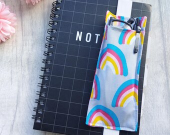 Rainbow Glasses Holder Bookmark - Wide Bookmark - A5 Planner or Notebook Accessory - Elasticated