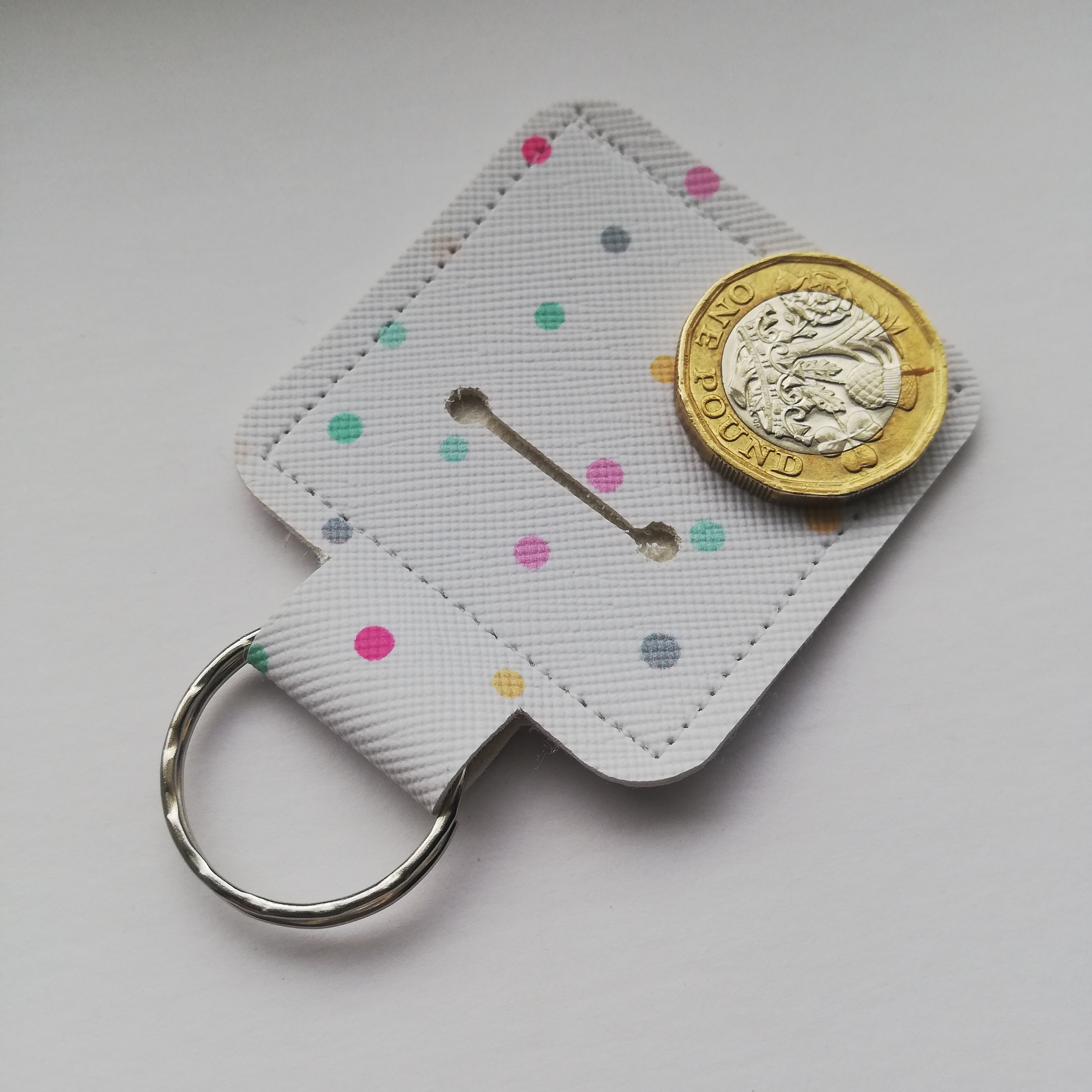 Coin Holder Keyring Spotty Pound Coin Faux Leather Keyring Etsy
