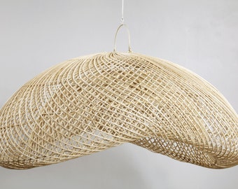 Large natural rattan bean pendant light cheap fast delivery