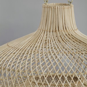 Rattan pendant light, bamboo pendant light, bamboo lamp, bamboo rattan light, rattan light, rattan chandelier, wicker pendant light. image 2