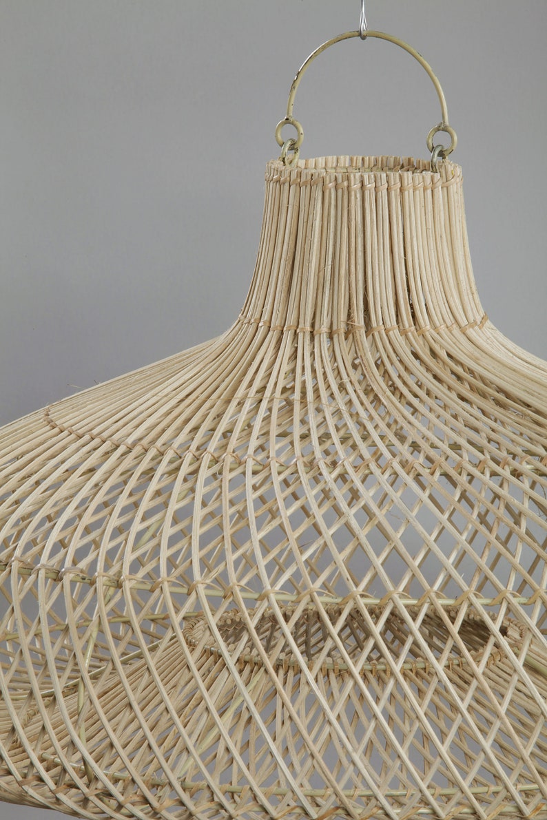 Rattan pendant light, bamboo pendant light, bamboo lamp, bamboo rattan light, rattan light, rattan chandelier, wicker pendant light. image 2