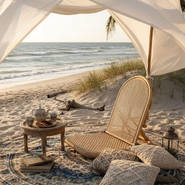 Beach or pool chair for the ground, foldable, natural rattan, inexpensive, fast delivery