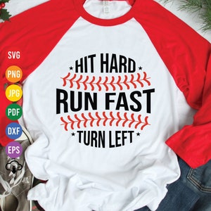 Hit Hard Run snelle draai links SVG, honkbalwedstrijd dag, honkbalfan, honkbalseizoen, honkbal moeder, honkbalspeler, honkbal Svg-bestand knippen