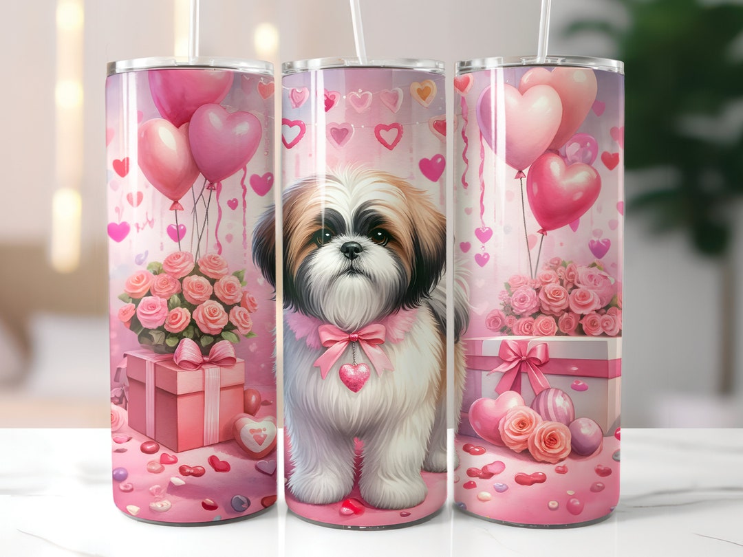 Valentine Shih Tzu Tumbler Wrap: Seamless 20 Oz PNG (digital Download ...