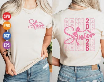 Senior Class of 2026 SVG: Coquette Bow Graduation Design (Digital Download