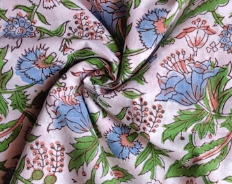 Handcrafted Block print cotton fabric, Voile cotton fabric, 100% cotton Handmade fabric, Fabric for pillow cover, Crafting, kid's clothing