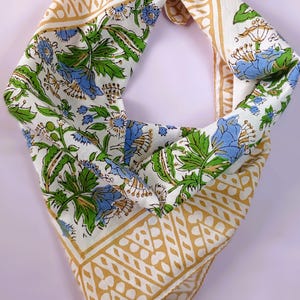 Hand Block Print Bandana, Natural Organic print Bandana Scarf, Handkerchief Scarf, Vibrant Color, High-Quality, Winter Scarf, Birthday gift