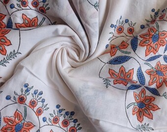 Beautiful Hand Block print cotton fabric, Hand Stamped printing, Wood block Print, Handmade fabric for Sewing, Crafting, Upholstery, Gifts