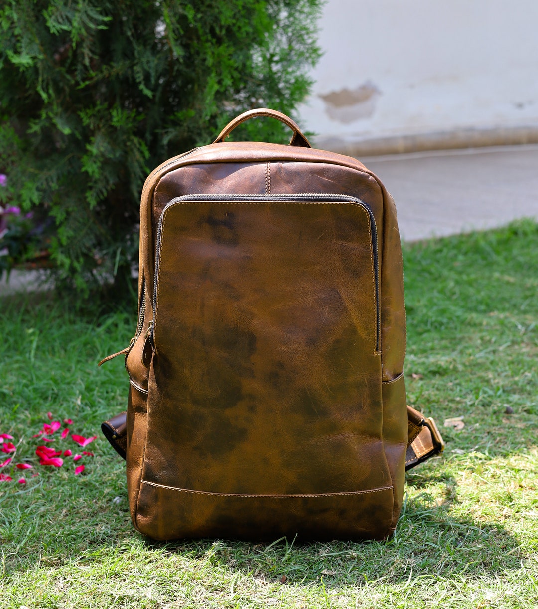 Vintage Brown Leather Backpack Rucksack | Personalized Leather Backpack ...