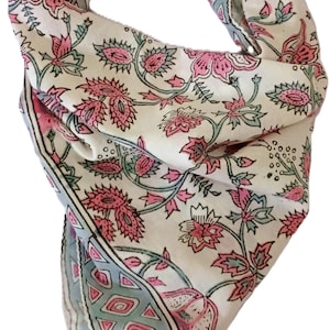 Hand Block Print Bandana, Natural Organic print Bandana Scarf, Handkerchief Scarf, Vibrant Color, High-Quality, Winter Scarf, Birthday gift