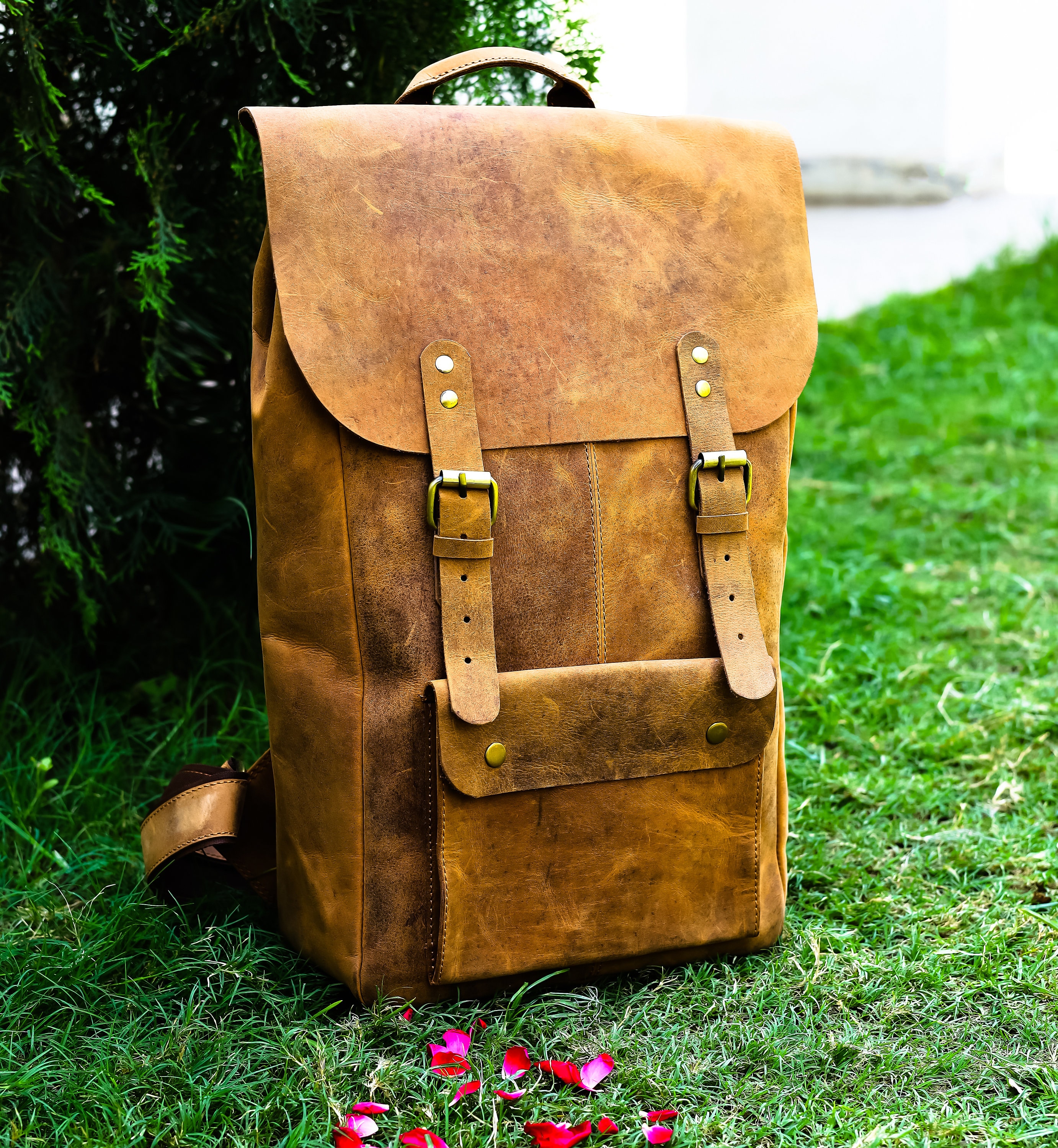 Vintage Brown Leather Backpack Rucksack | Personalized Leather Backpack ...