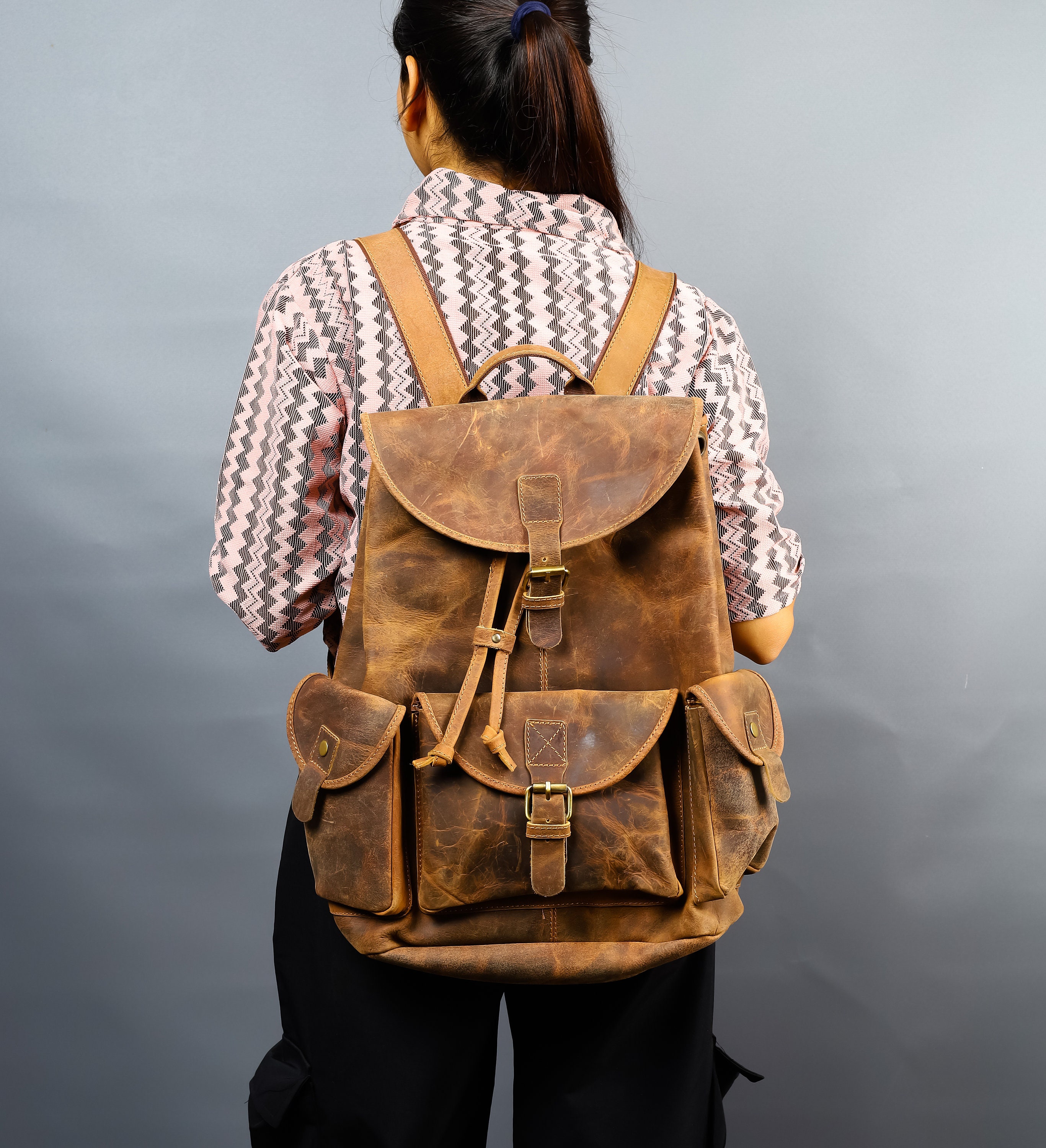 Handcrafted Top Grain Leather Backpack-brown Travel Bagpack-high ...