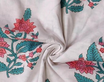 Beautiful Hand Block print cotton fabric, Hand Stamped, Wood block Print, Handmade fabric for Sewing, Crafting, Upholstery, Dresses, Gifts