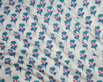 Handblockdruck-Baumwollstoff, florales indisches Jaipur-Baumwollmaterial zum Nähen von Sommerkleid, Quilten, Basteln