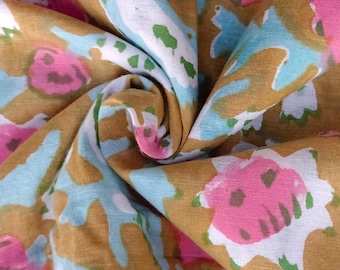 Hand Block Print Fabric, Floral Cotton, Indian Fabric, Sewing Material, Dressmaking Fabric