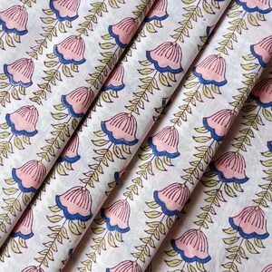 Tessuto di cotone stampato a mano indiano, tessuto organico puro, tessuto a metraggio, tessuto voile 100% puro cotone, tessuto per cuscini, artigianato