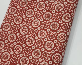 Red Floral Print Fabric, Indian Cotton Fabric, Sewing Material