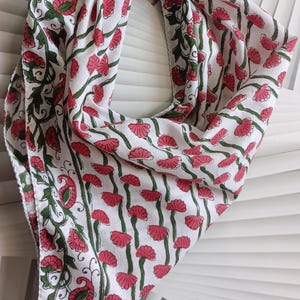 Hand Block Print Cotton Bandana Scarf: Vibrant Colors, Soft Organic Fabric