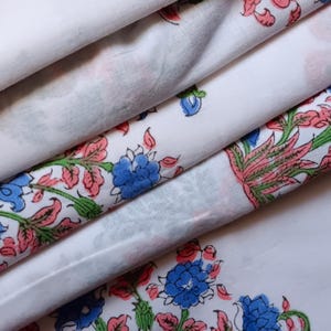 Tessuto di cotone stampato a blocchi fatto a mano, tessuto di cotone voile, tessuto fatto a mano in 100% cotone, tessuto per federa per cuscino, artigianato, abbigliamento per bambini