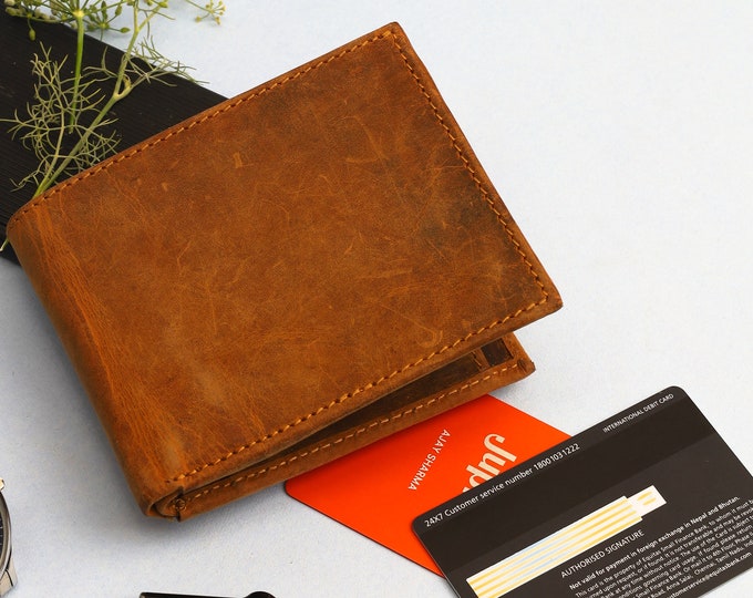 Traditional Personalized Men's Brown Leather Wallet - Great Dad Christmas Unique  Gift