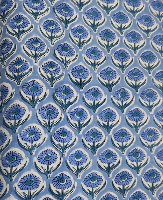 Beautiful Hand Block Printed Fabric, Cotton Fabric, Indian Fabric, fabric by yard, Block Printed Cotton For women's clothing, Pillow cover