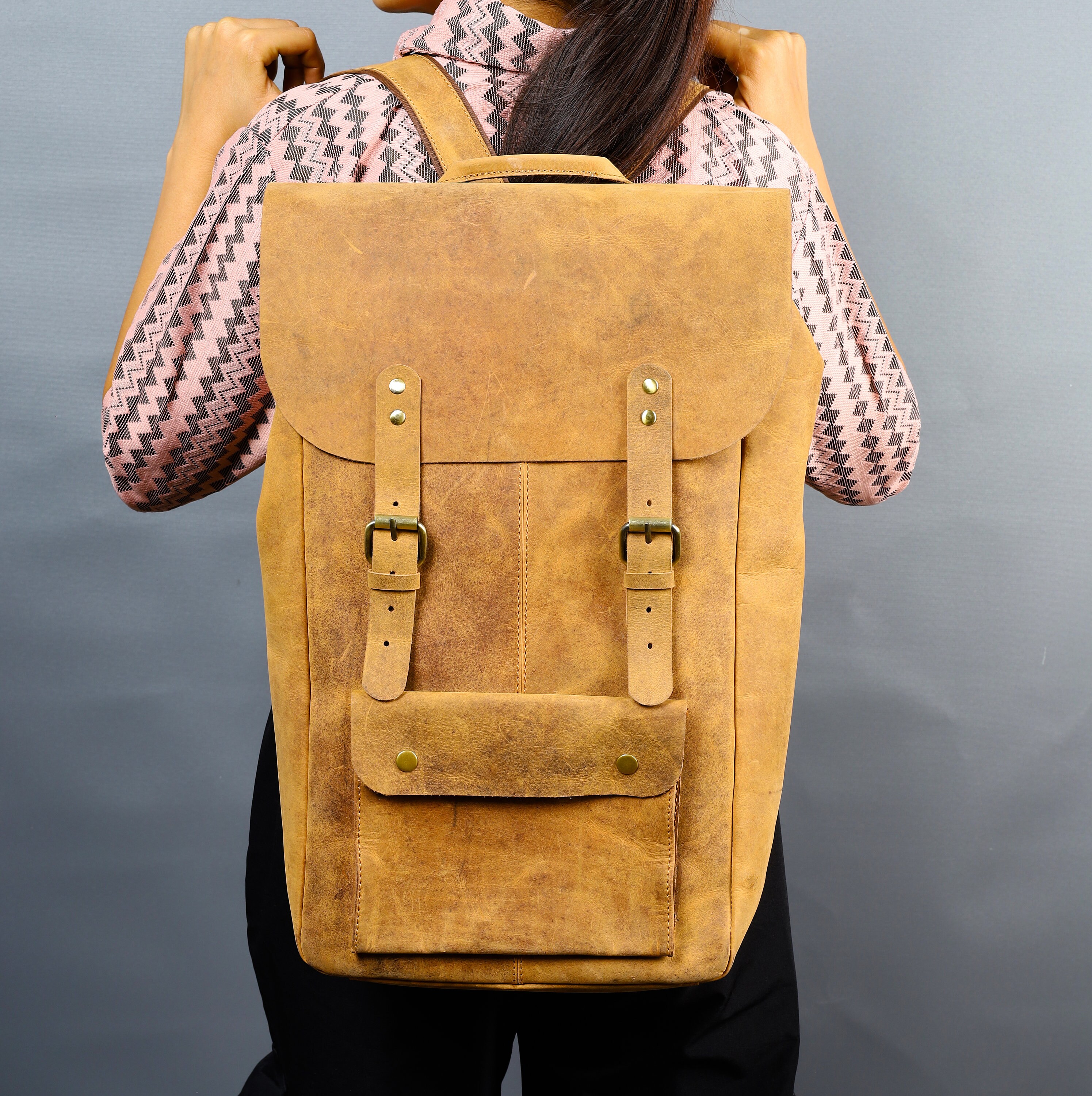 Vintage Brown Leather Backpack Rucksack | Personalized Leather Backpack ...