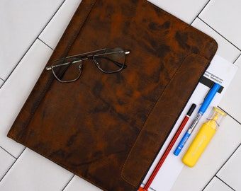 Handmade Leather Engraved Document Holder | Personalized Paper Portfolio, A4 Document File Folder | Best Gifts 13KX0.5WX10H Inch