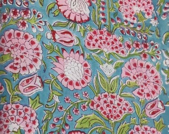 Organic Hand Block Print Cotton Fabric, Handmade natural dye cotton Fabric, fabric by the yard, Fabric for dresses, Home decor, crafts, Gift