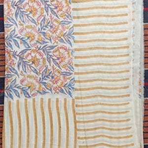 Pareo de algodón con estampado de bloques a mano: pareo playero grande