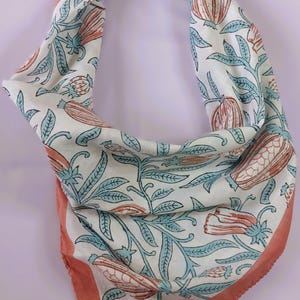 Hand Block Print Organic Cotton Bandana Scarf: Vibrant Colors