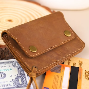 Cartera pequeña de cuero delgada y elegante, tarjetero, tarjetero de visita para unisex