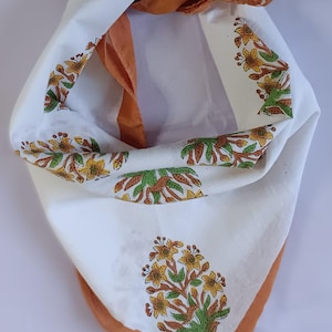 Hand Block Print Bandana, Natural Organic print Bandana Scarf, Handkerchief Scarf, Vibrant Color, High-Quality, Winter Scarf, Birthday gift