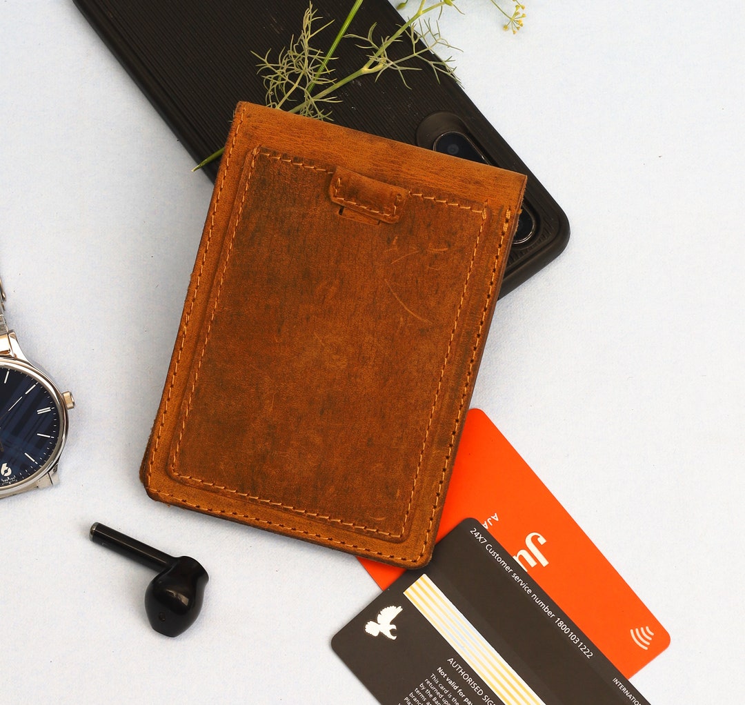 Slim Leather Card Wallet With 6 Card Slots and Currency Holder ...