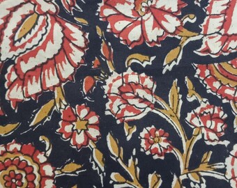 Organic Hand Block Print Fabric, Handmade natural dyed fabric,100 % Pure cotton, fabric by yard, Cotton For women's clothing, Pillow cover