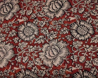 Rot Floral Hand Block Print Baumwollstoff | Indisches Nähmaterial
