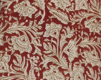 Organic Hand Block Print Cotton Fabric, Handmade natural dye cotton Fabric, fabric by the yard, Fabric for dresses, Home decor, crafts, Gift