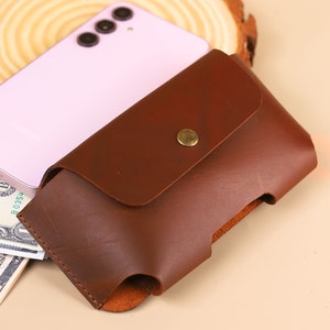 Funda para teléfono de cuero marrón grabada personalizada Cubierta extraíble magnética - Funda para cinturón occidental para iPhone