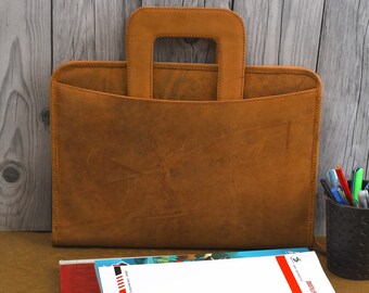 Cartella portadocumenti in pelle personalizzata / Portfolio cartaceo, Custodia organizer per documenti A4 / Migliori regali per lei 14,5LX1W10,5H pollici
