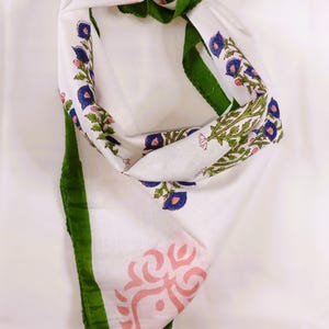 Hand Block Print Bandana, Natural Organic print Bandana Scarf, Handkerchief Scarf, Vibrant Color, High-Quality, Winter Scarf, Birthday gift