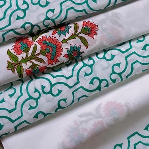 By the Yards Indian cotton fabric, Block Print Fabric, loose cotton fabric, voile fabric, Fabric for cushion cover, curtains, Women Dress