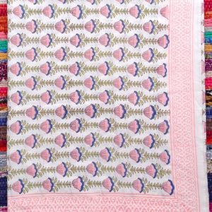 Pareo de algodón con estampado de bloques a mano: pareo playero grande