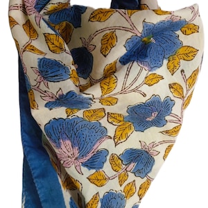 Hand Block Print Bandana, Natural Organic print Bandana Scarf, Handkerchief Scarf, Vibrant Color, High-Quality, Winter Scarf, Birthday gift