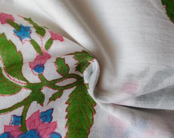 Hand Block Print Cotton Fabric, Floral Fabric, Sewing Material