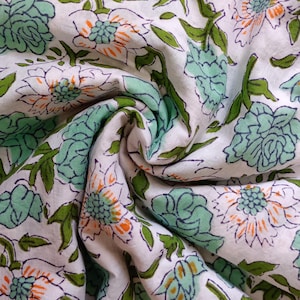 Indian Block Print Cotton Fabric, Soft cotton Fabric, loose cotton fabric, 100% Cotton fabric, Cotton fabric for Dresses, Sewing, Quilting