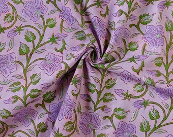 Hand Block Print Fabric, Floral Cotton, Sewing Material, Indian Fabric, Dressmaking Fabric