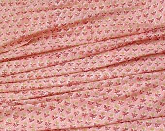 Rosa Hand Block Print Baumwollstoff Meterware, indische Blumen Laufmaterial zum Nähen, Sommerkleider, Vorhänge, Quilten Handwerk Stoff