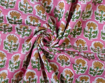 Handblockdruck Baumwollstoff, Roter Floraler Quilt Stoff Meterware