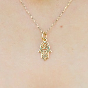 Gold Hamsa Necklace, 18k Solid Gold, Hamsa Pendant, Genuine 18k Gold Hamsa Pendant, Everyday Necklace, Delicate Necklace