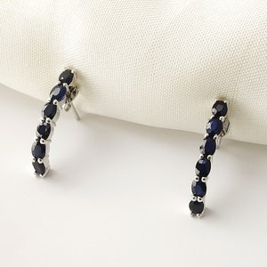 Natural Blue Sapphire Stud Earrings* 925 Silver Earrings* Dainty Hoops Earring* Handmade Hoop Earrings* Sapphire Stud Earrings* Gift For Her