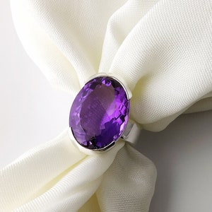 Amethyst Ring* 925 Sterling Silver* 25 ct Amethyst Solitaire Ring* Silver Engagement Ring* Purple Amethyst Ring* February Birthstone Ring